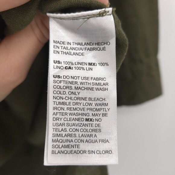 Chico's 100% linen popover tunic top Size 4 (XXL) button up non-iron green - Picture 8 of 9